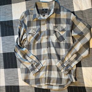Gray Plaid Button-Up Flannel Shirt